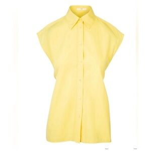 Nina Ricci Yellow Button Down Sleeveless Blouse